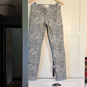 Current/Elliott snake skin 5 pocket jean, cotton/elastin, ankle skinny, sz 25